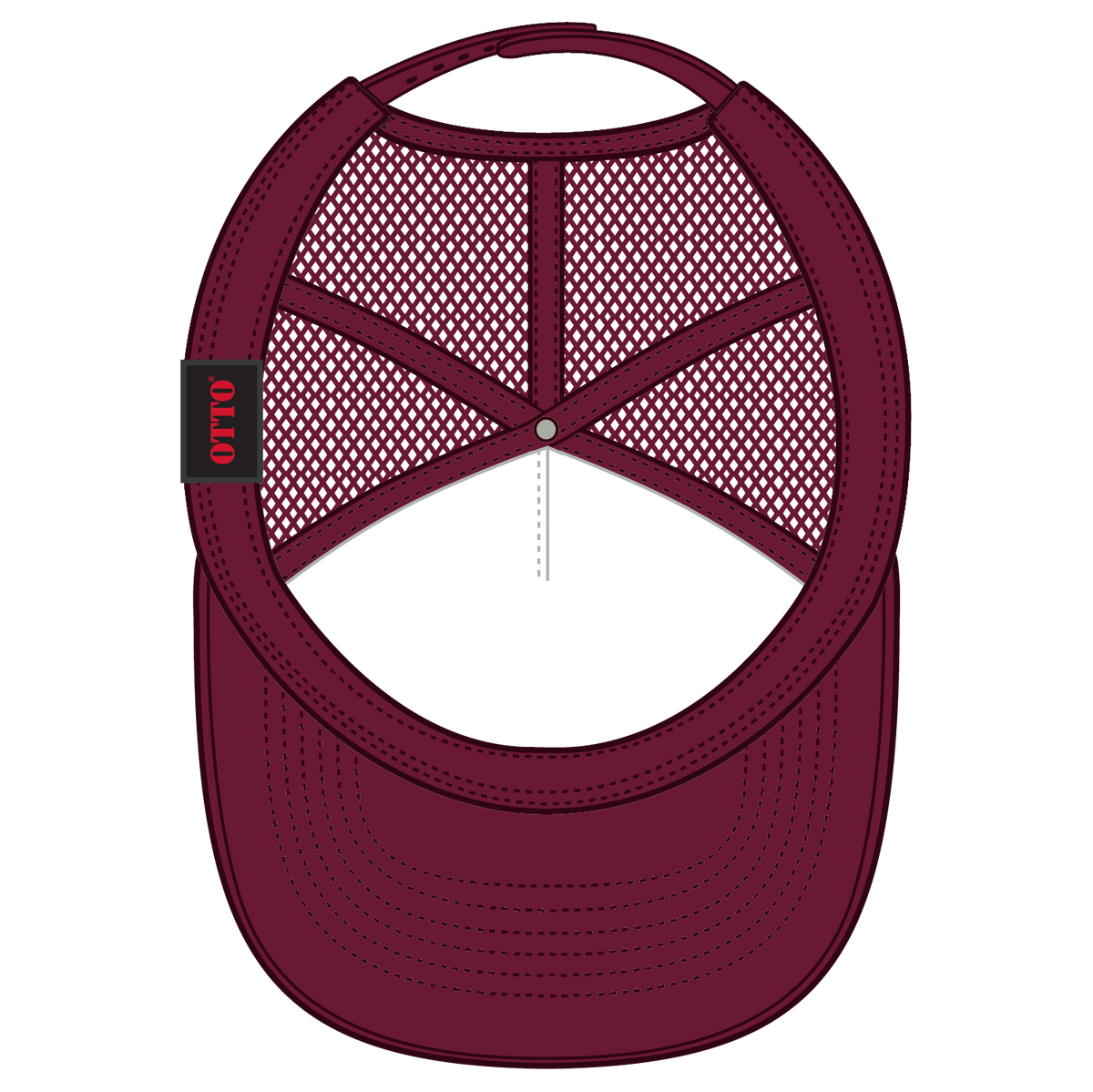 Inside View of 019 - Burg. Marn OTTO CAP 5 Panel High Crown Mesh Back Trucker Hat