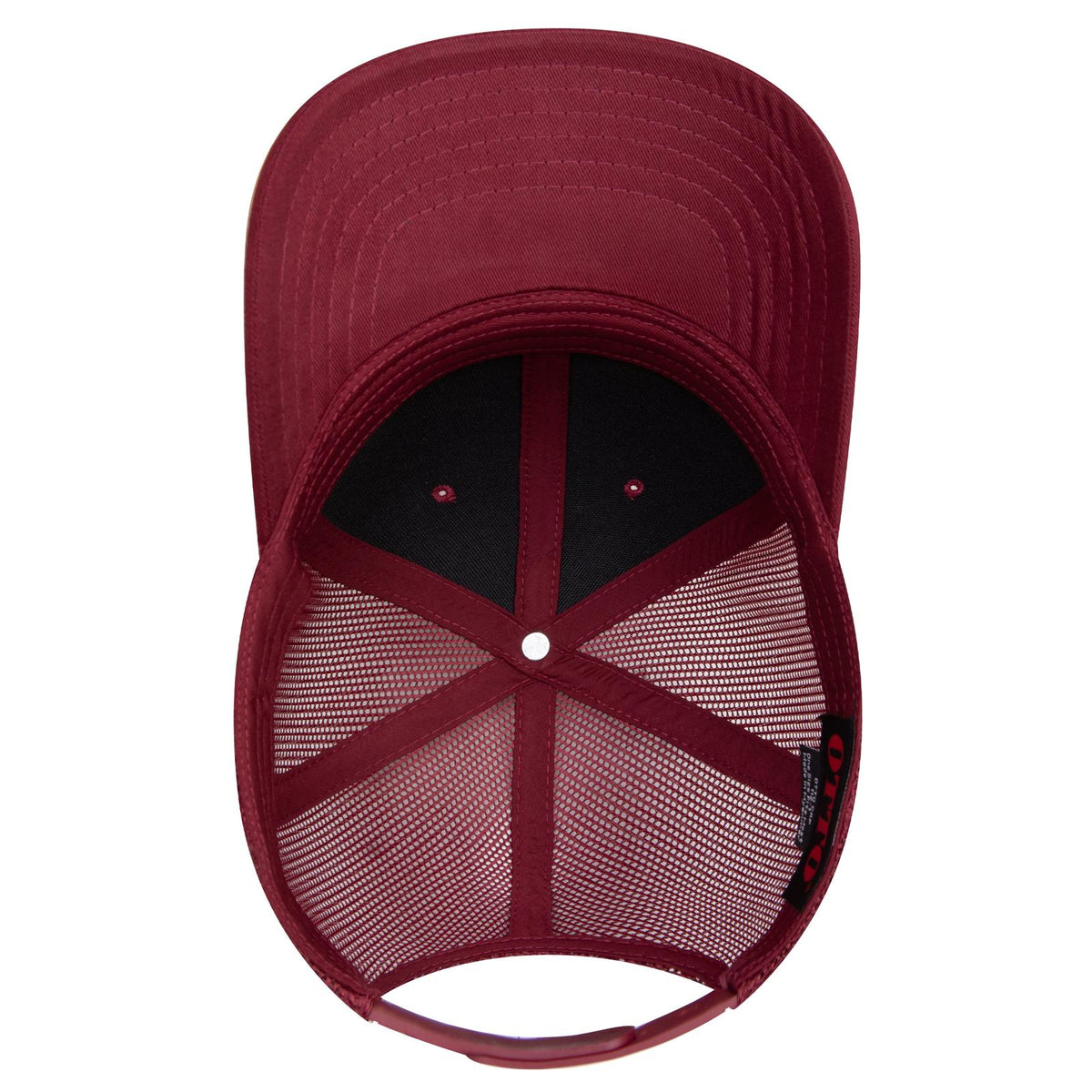 Inside View of 019 - Burg. Marn OTTO CAP 6 Panel Mid Profile Mesh Back Trucker Hat