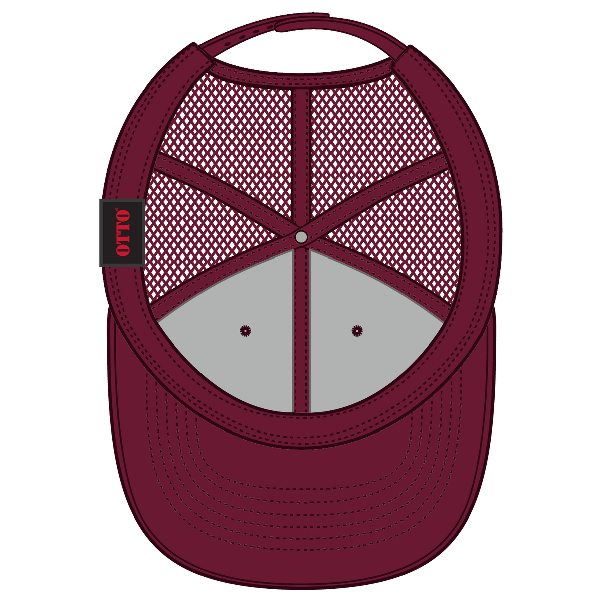 Inside View of 019 - Burg. Marn OTTO CAP 6 Panel Mid Profile Mesh Back Trucker Hat