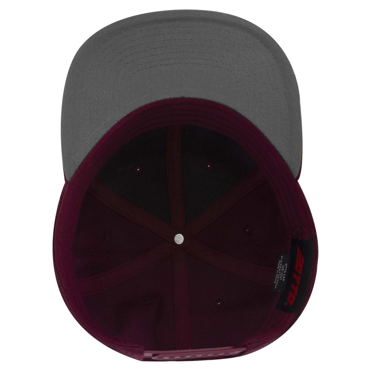Inside View of 019 - Burg. Marn OTTO CAP "OTTO SNAP" 6 Panel Pro Style Snapback Hat