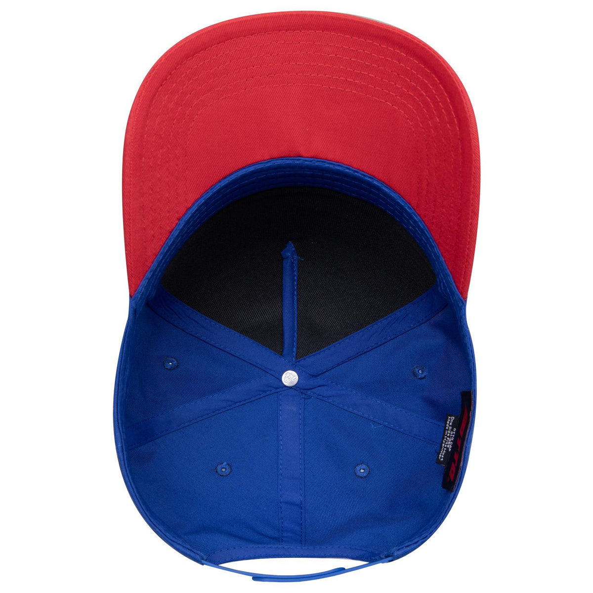 Inside View of 0201 - Red/Ryl OTTO CAP 5 Panel Mid Profile Baseball Cap