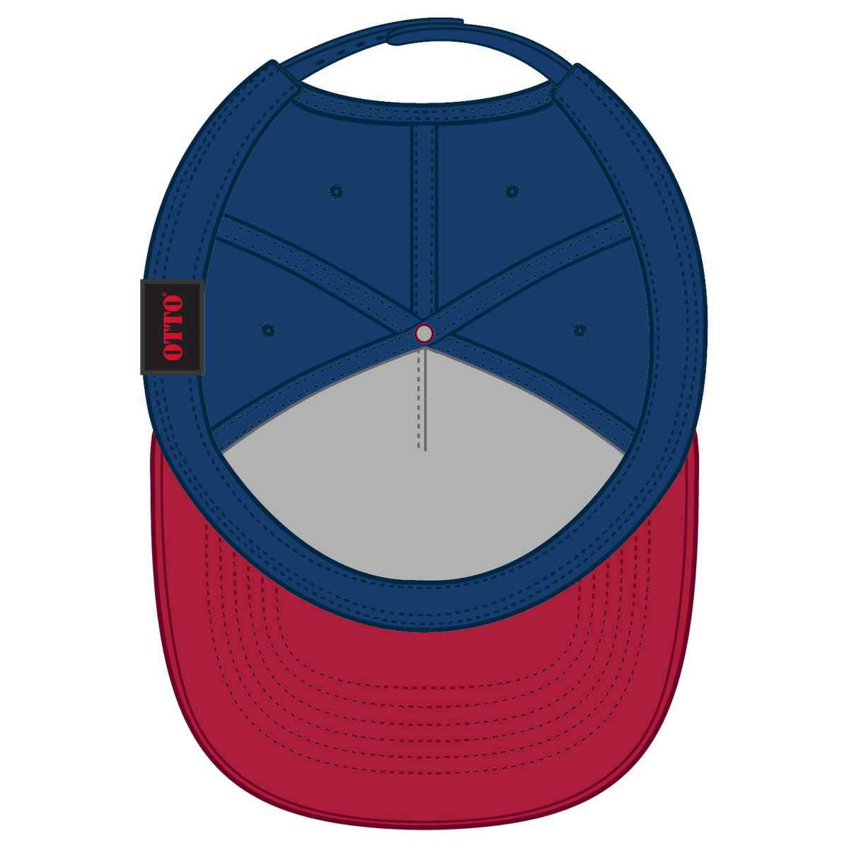 Inside View of 0201 - Red/Ryl OTTO CAP 5 Panel Mid Profile Baseball Cap