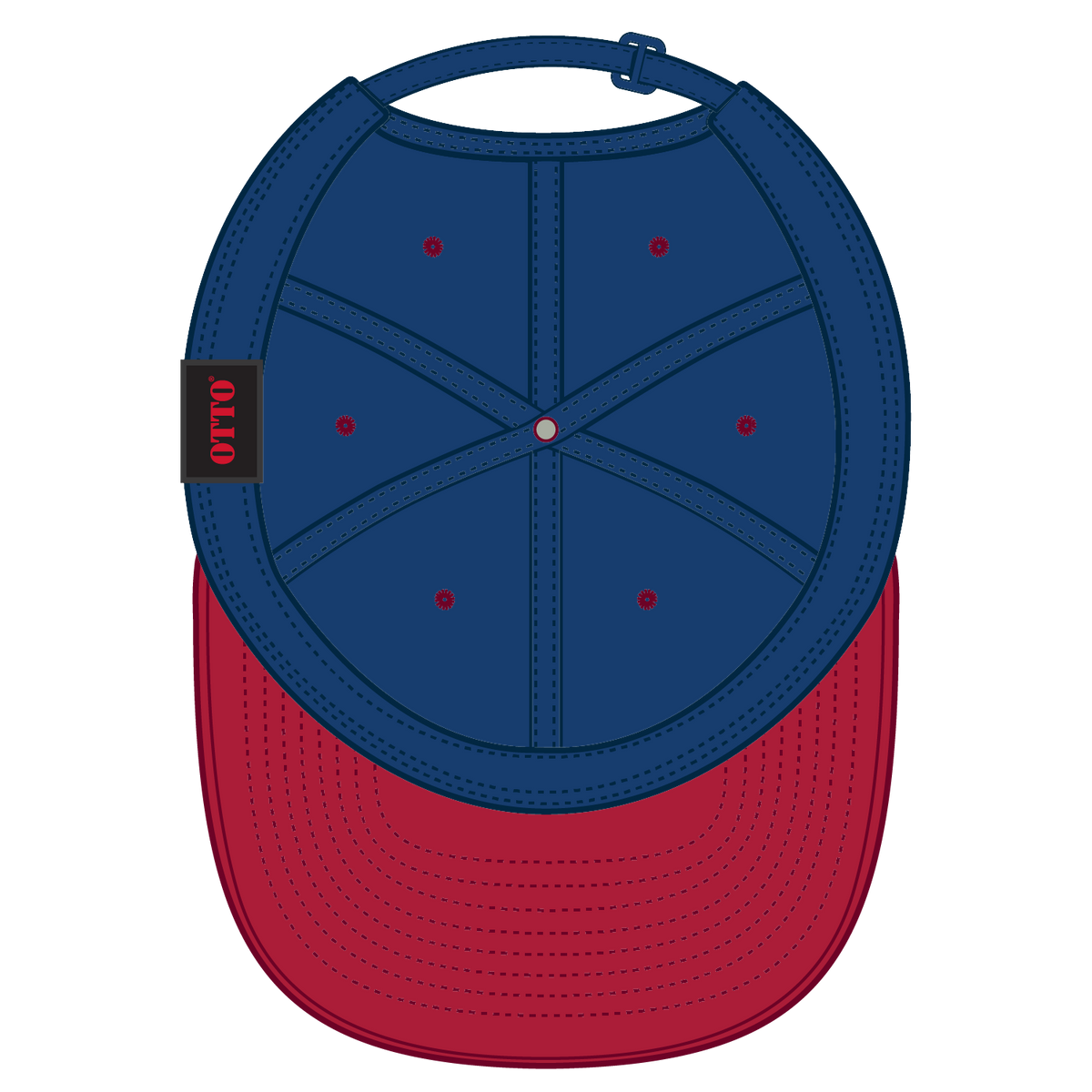 Inside View of 0201 - Red/Ryl OTTO CAP 6 Panel Low Profile Baseball Cap