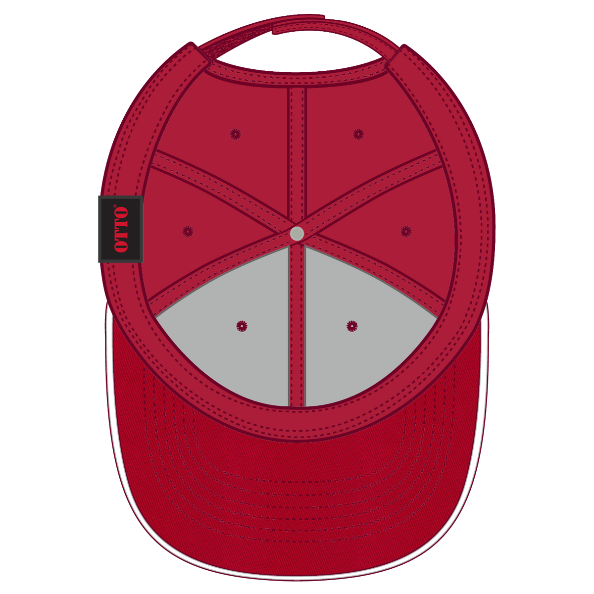 Inside View of 020216 - Red/Red/Wht OTTO CAP 6 Panel Low Profile Baseball Cap