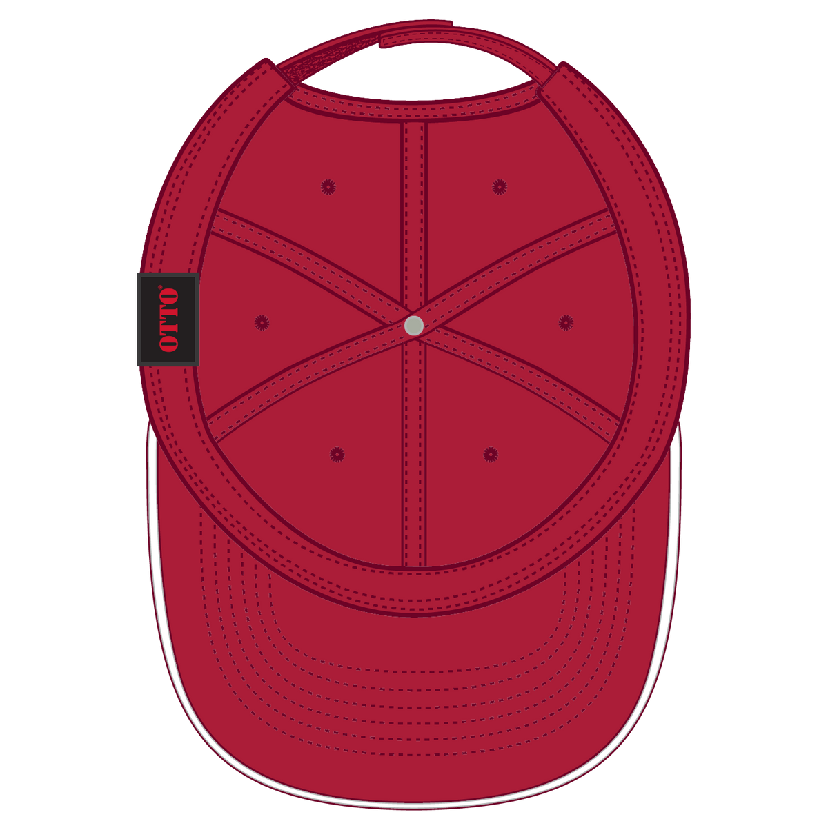 Inside View of 020216 - Red/Red/Wht OTTO CAP 6 Panel Low Profile Baseball Cap
