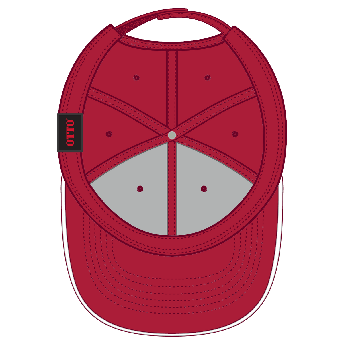 Inside View of 020216 - Red/Red/Wht OTTO CAP 6 Panel Low Profile Baseball Cap