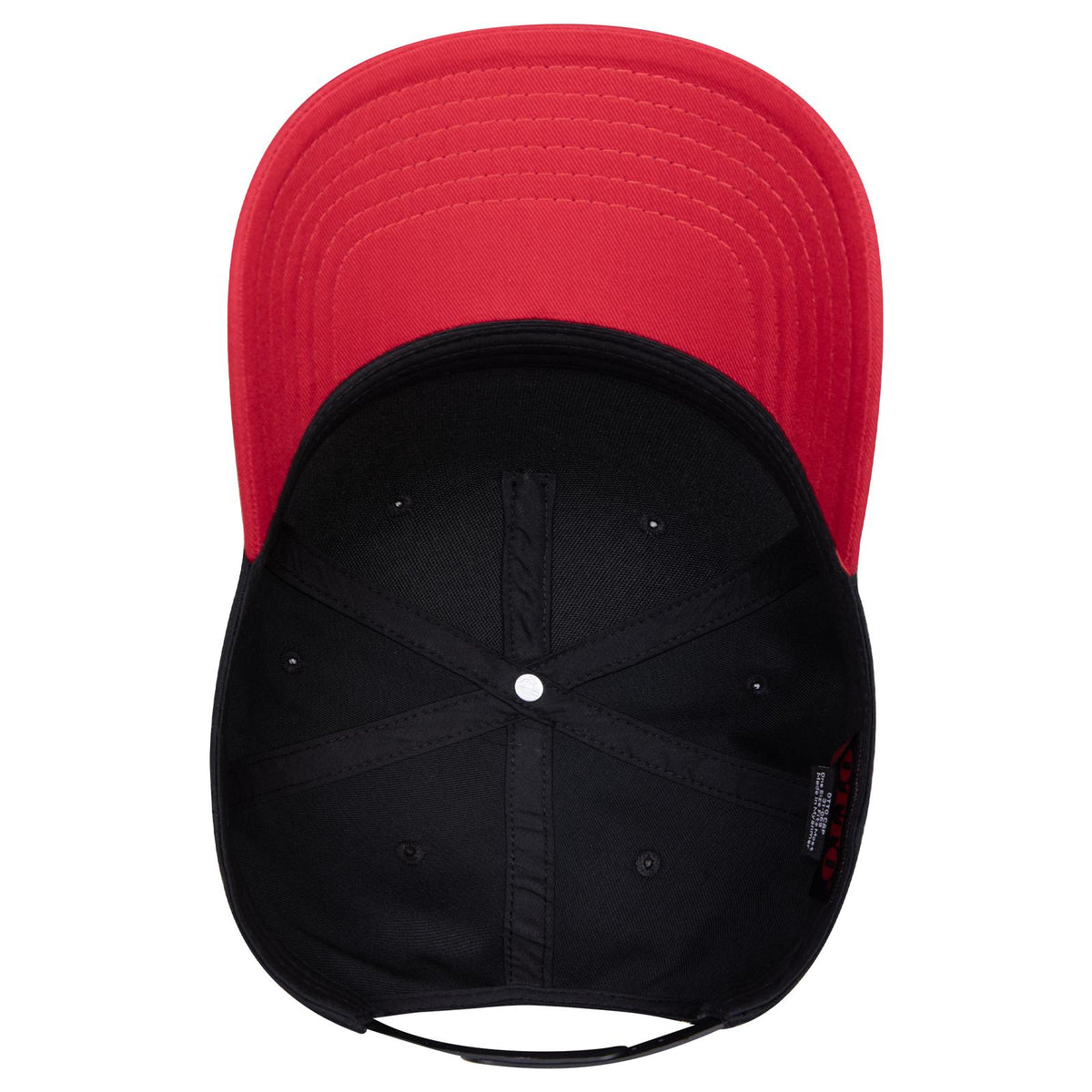 Inside View of 0203 - Red/Blk OTTO CAP 5 Panel Mid Profile Baseball Cap