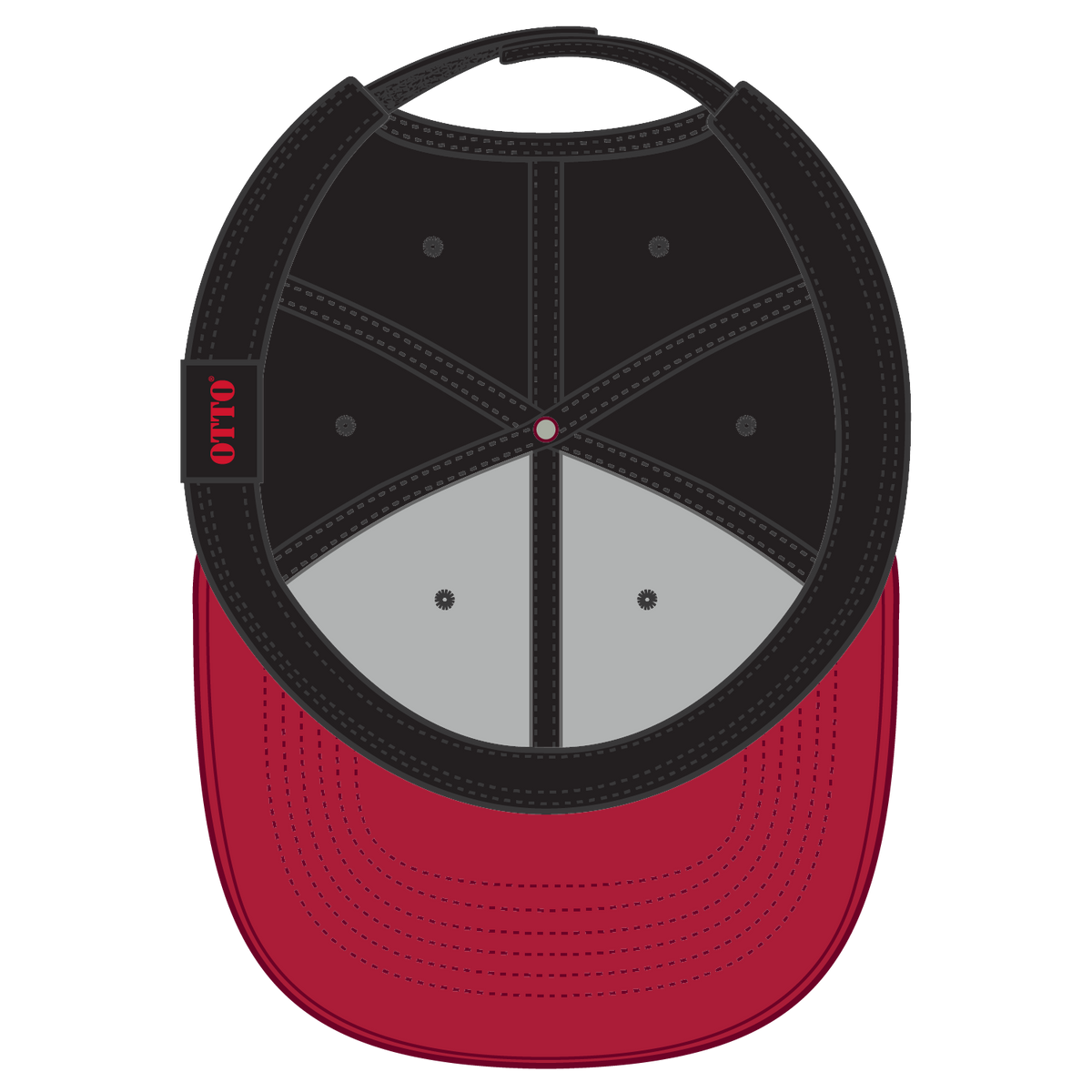 Inside View of 0203 - Red/Blk OTTO CAP 6 Panel Low Profile Baseball Cap