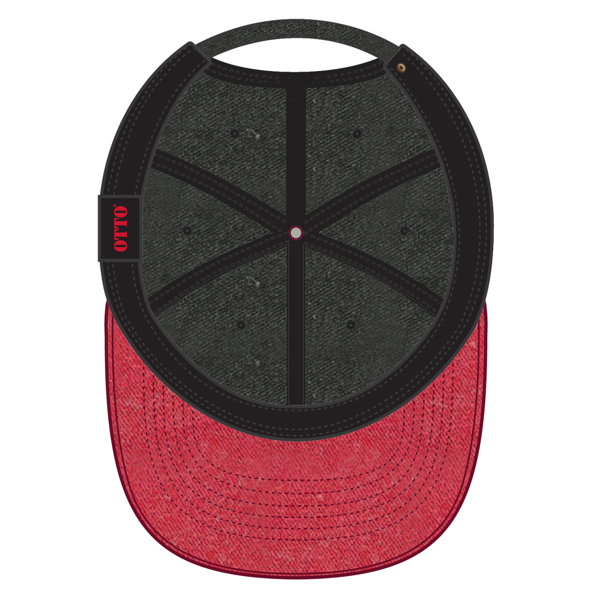 Inside View of 0203 - Red/Blk OTTO CAP 6 Panel Low Profile Dad Hat