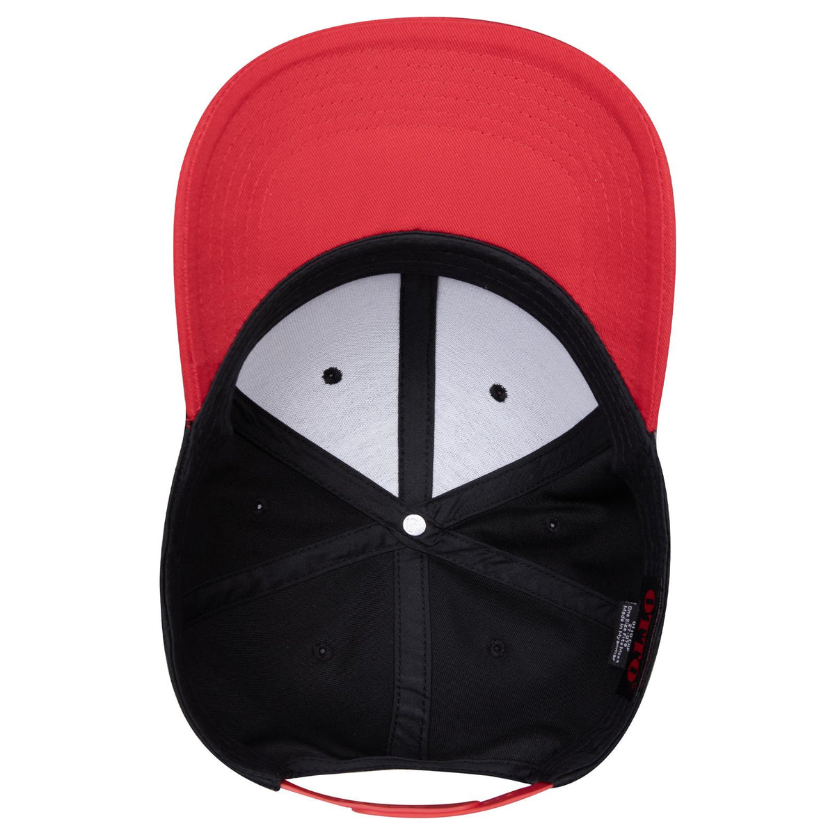Inside View of 0203 - Red/Blk OTTO CAP 6 Panel Mid Profile Baseball Cap