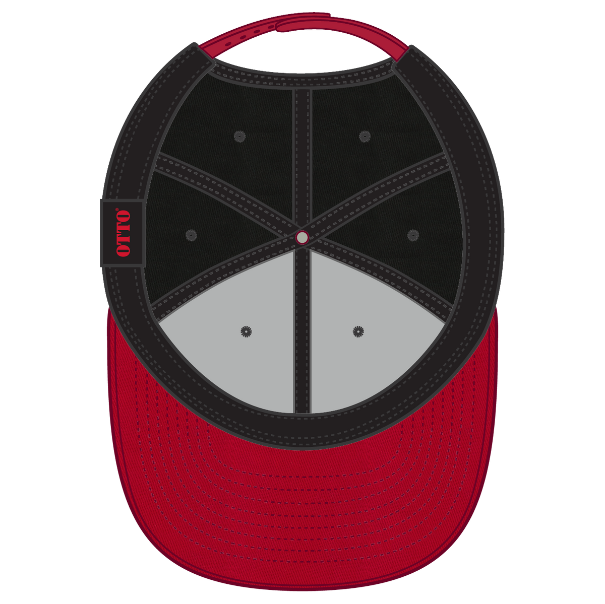 Inside View of 0203 - Red/Blk OTTO CAP 6 Panel Mid Profile Baseball Cap