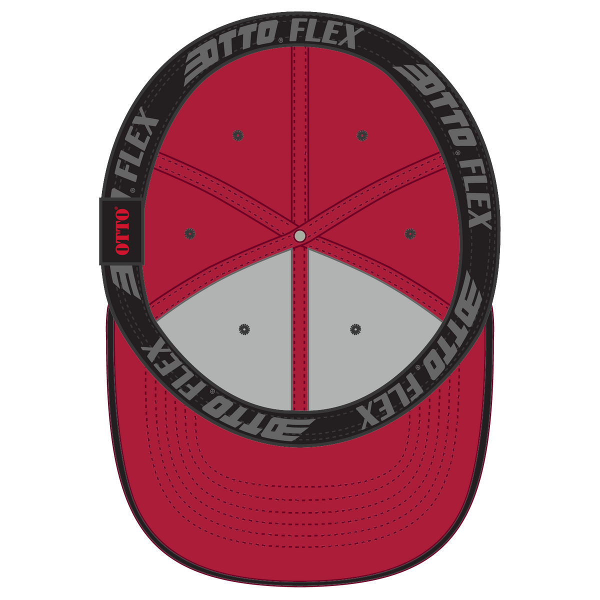 Inside View of 0203 - Red/Blk OTTO CAP "OTTO FLEX" Fitted 6 Panel Low Profile Baseball Cap