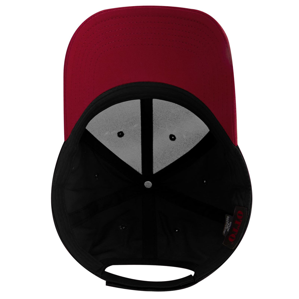 Inside View of 020303 - Red/Blk/Blk OTTO CAP 6 Panel Low Profile Baseball Cap