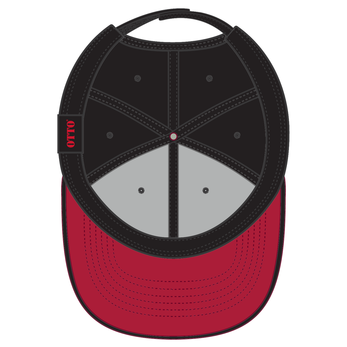 Inside View of 020303 - Red/Blk/Blk OTTO CAP 6 Panel Low Profile Baseball Cap