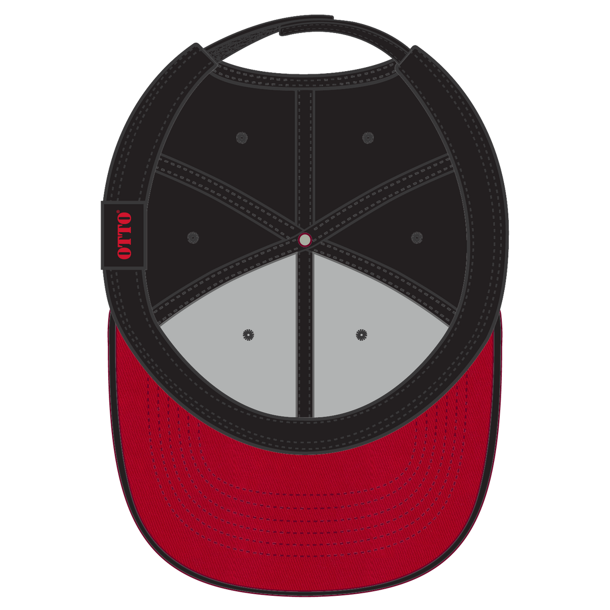 Inside View of 020303 - Red/Blk/Blk OTTO CAP 6 Panel Low Profile Baseball Cap