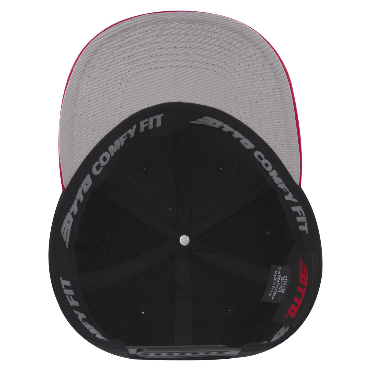 Inside View of 020303 - Red/Blk/Blk OTTO CAP "OTTO COMFY FIT" 6 Panel Pro Style Snapback Hat