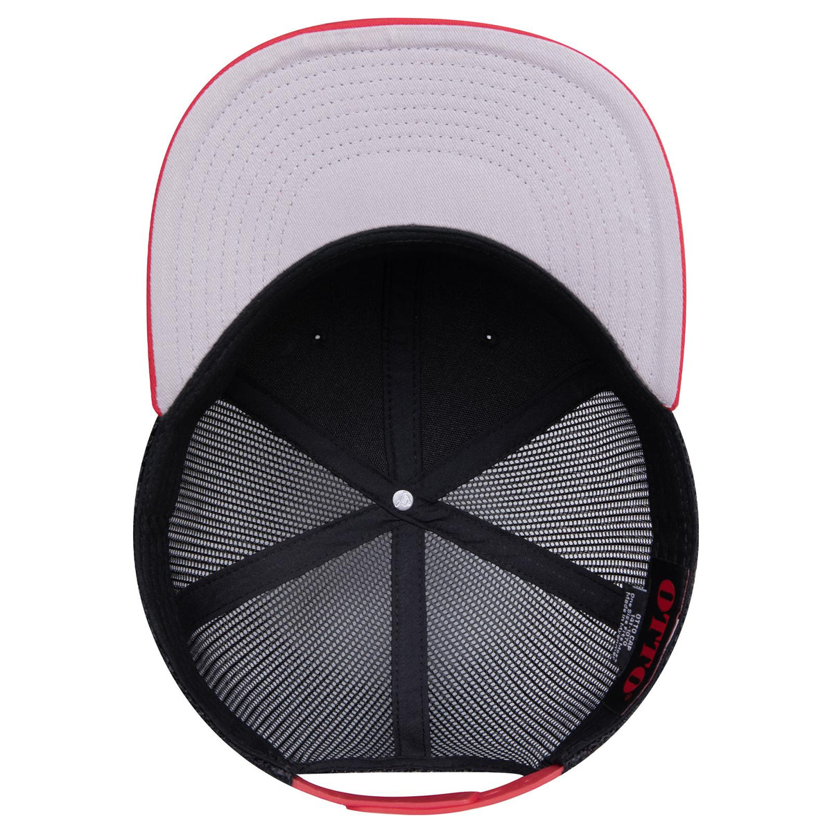 Inside View of 020303 - Red/Blk/Blk OTTO CAP "OTTO SNAP" 6 Panel Pro Style Mesh Back Trucker Snapback Hat