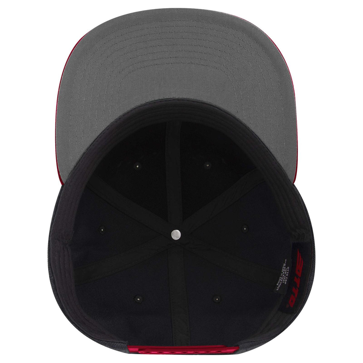 Inside View of 020303 - Red/Blk/Blk OTTO CAP "OTTO SNAP" 6 Panel Pro Style Snapback Hat