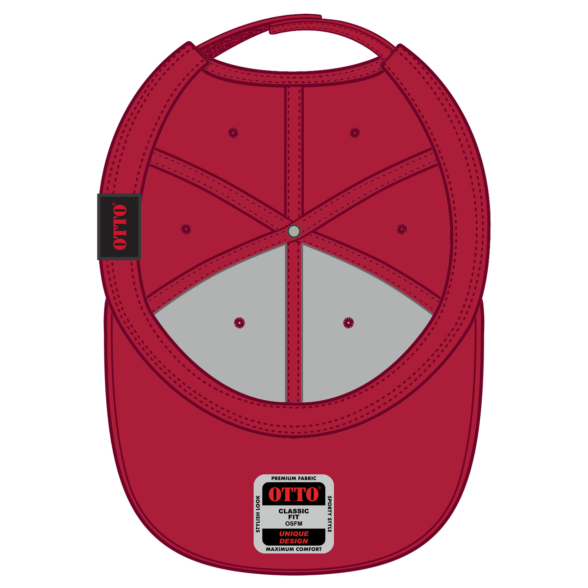 Inside View of 020303D - Red/Blk/Blk OTTO CAP 6 Panel Low Profile Baseball Cap
