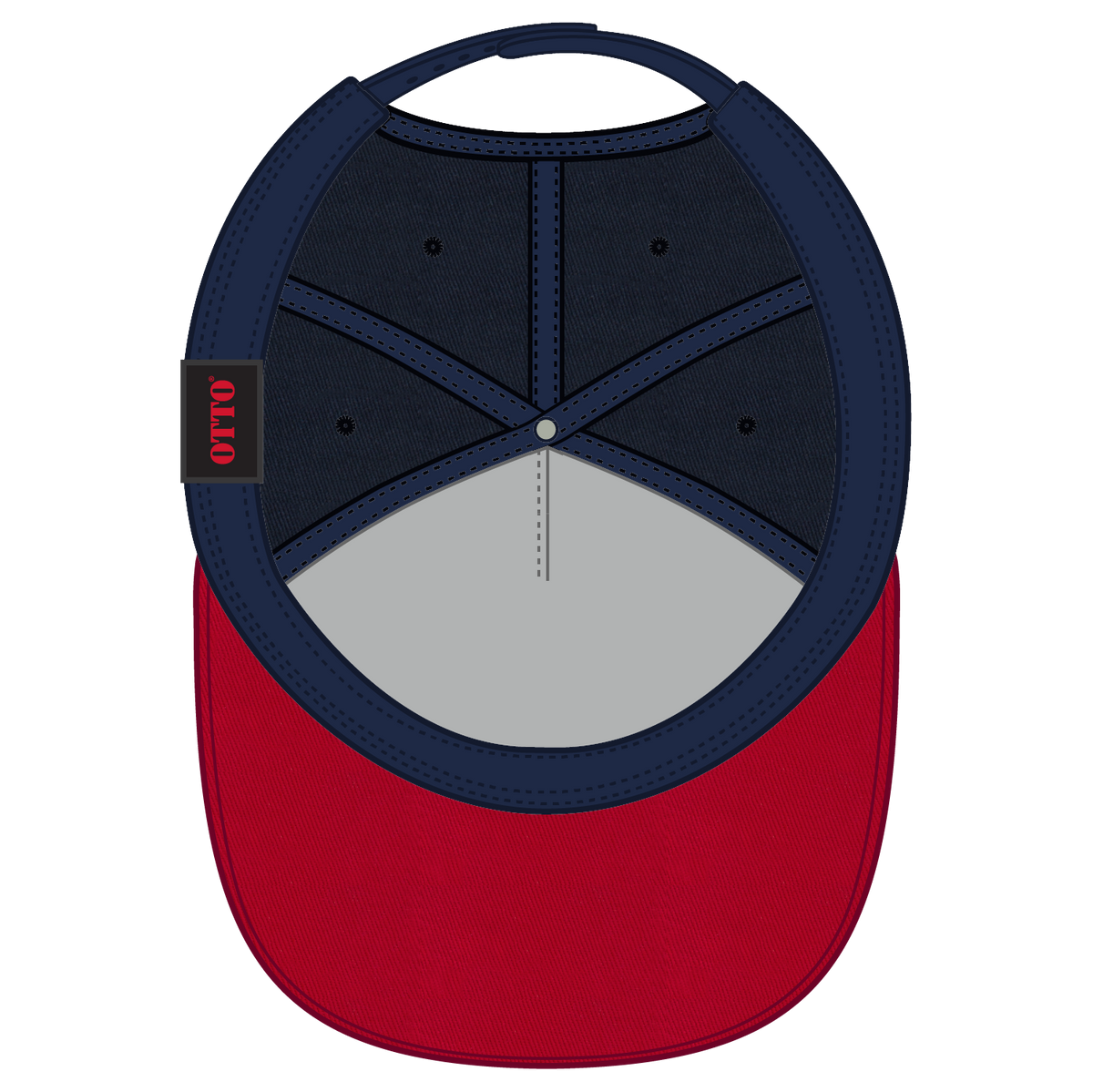 Inside View of 0204 - Red/Nvy OTTO CAP 5 Panel Mid Profile Baseball Cap