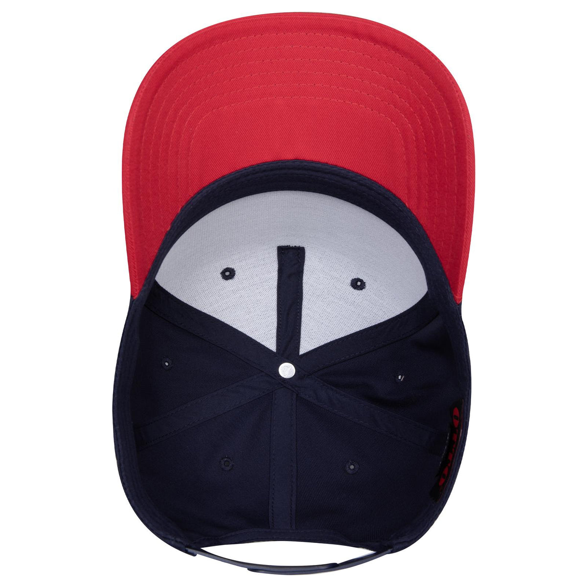 Inside View of 0204 - Red/Nvy OTTO CAP 5 Panel Mid Profile Baseball Cap