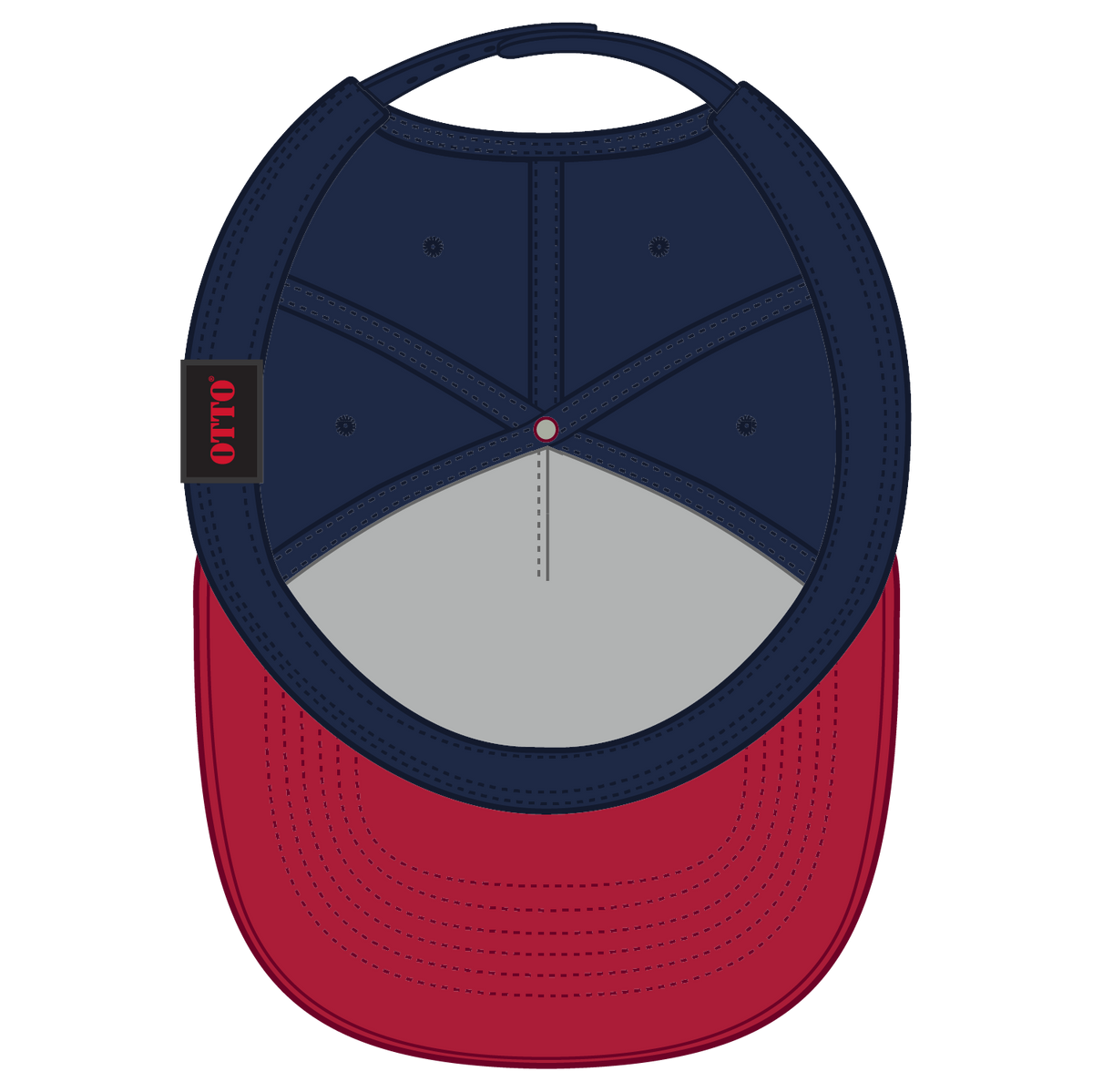 Inside View of 0204 - Red/Nvy OTTO CAP 5 Panel Mid Profile Baseball Cap
