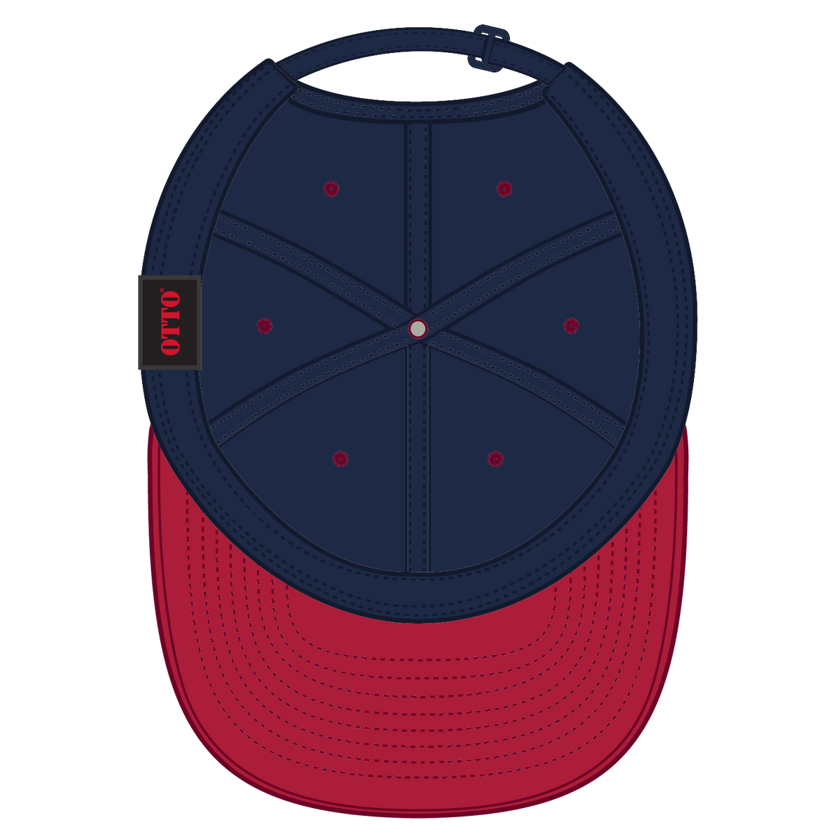 Inside View of 0204 - Red/Nvy OTTO CAP 6 Panel Low Profile Baseball Cap