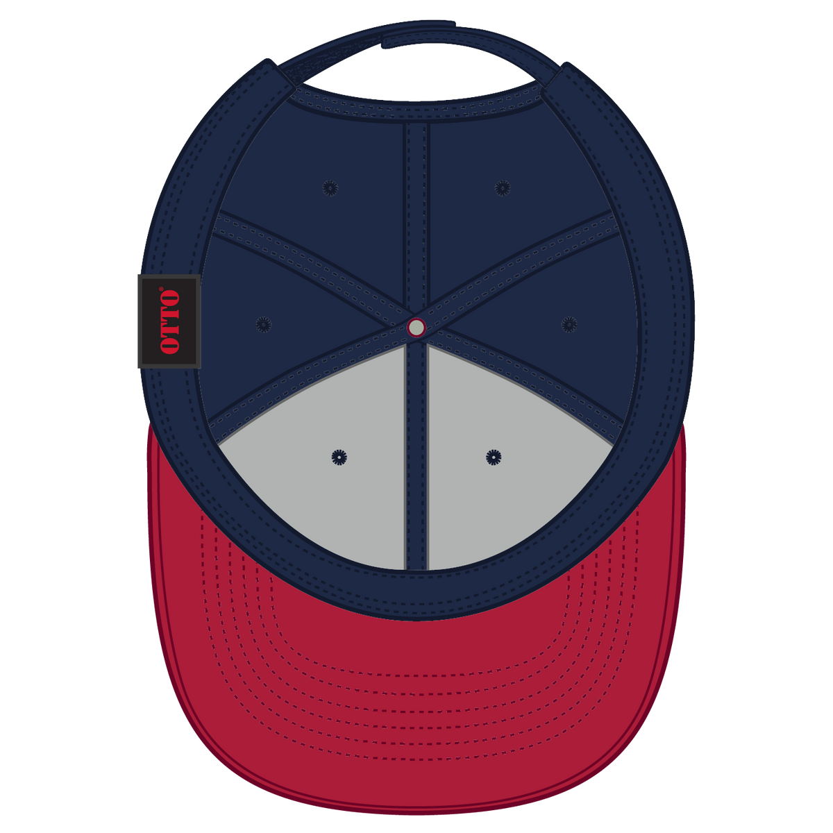 Inside View of 0204 - Red/Nvy OTTO CAP 6 Panel Low Profile Baseball Cap