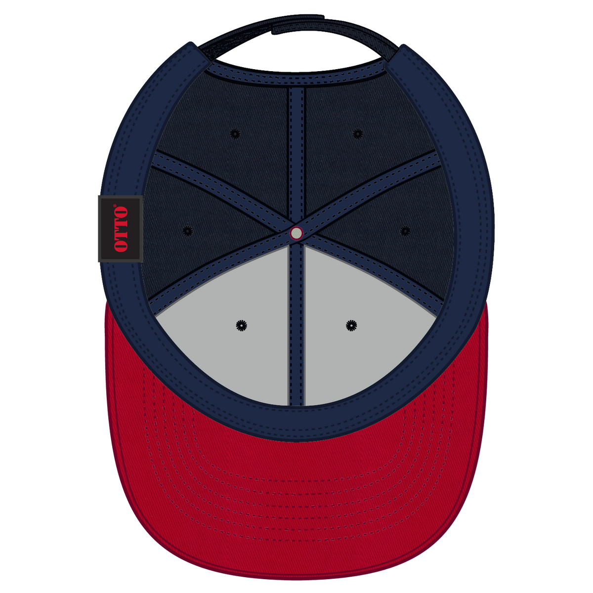 Inside View of 020404 - Red/Nvy/Nvy OTTO CAP 6 Panel Low Profile Baseball Cap
