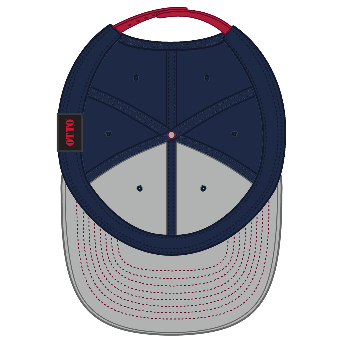 Inside View of 020404 - Red/Nvy/Nvy OTTO CAP "OTTO SNAP" 6 Panel Pro Style Snapback Hat