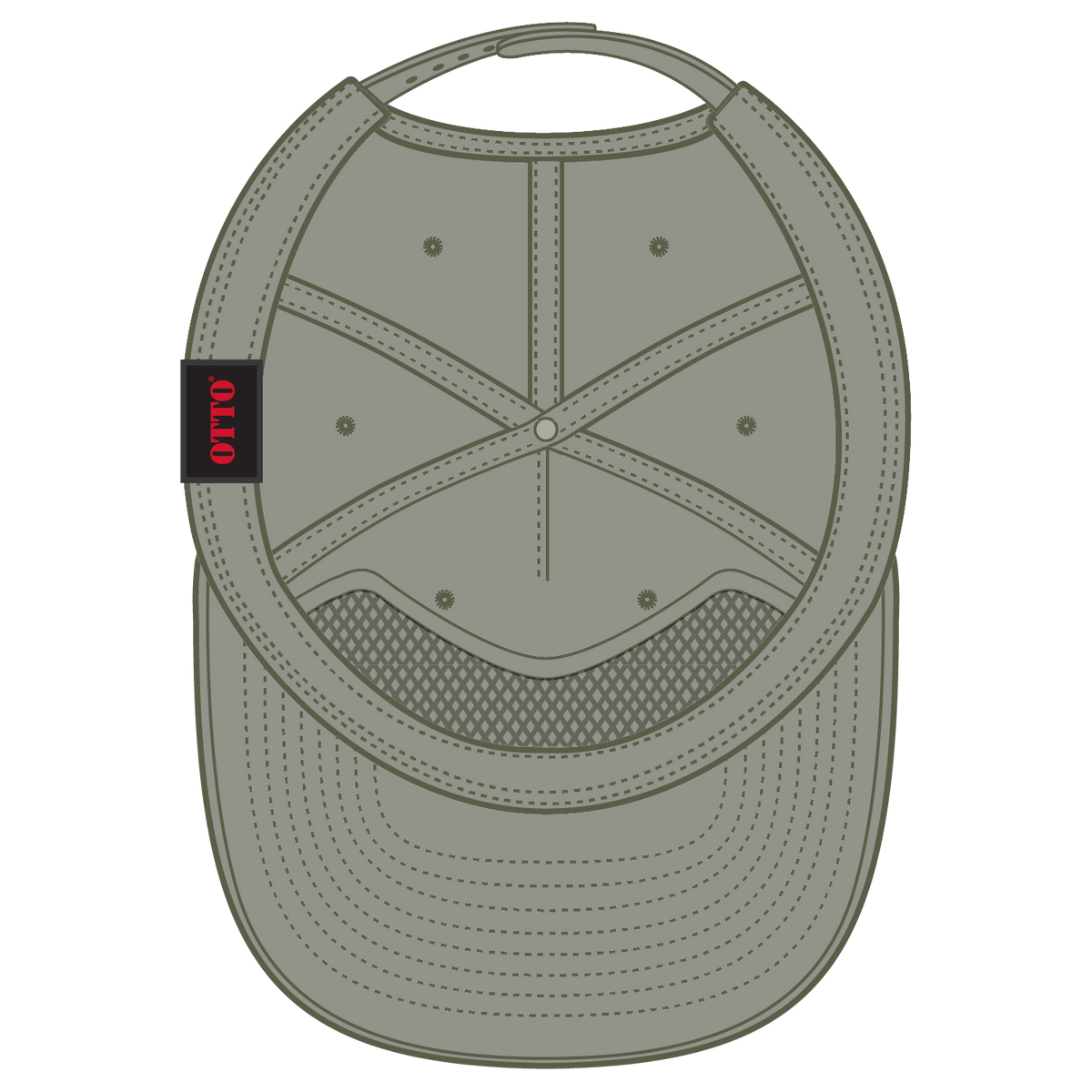 Inside View of 021 - Ol. Green OTTO CAP 5 Panel Pro Style Baseball Cap