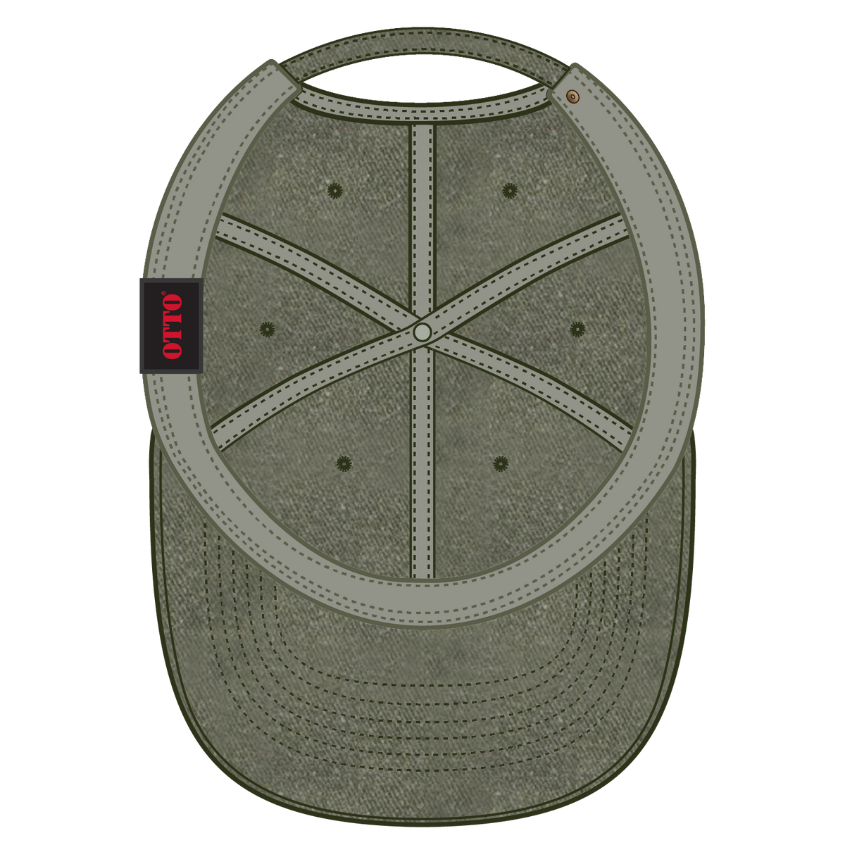 Inside View of 021 - Ol. Green OTTO CAP 6 Panel Low Profile Dad Hat