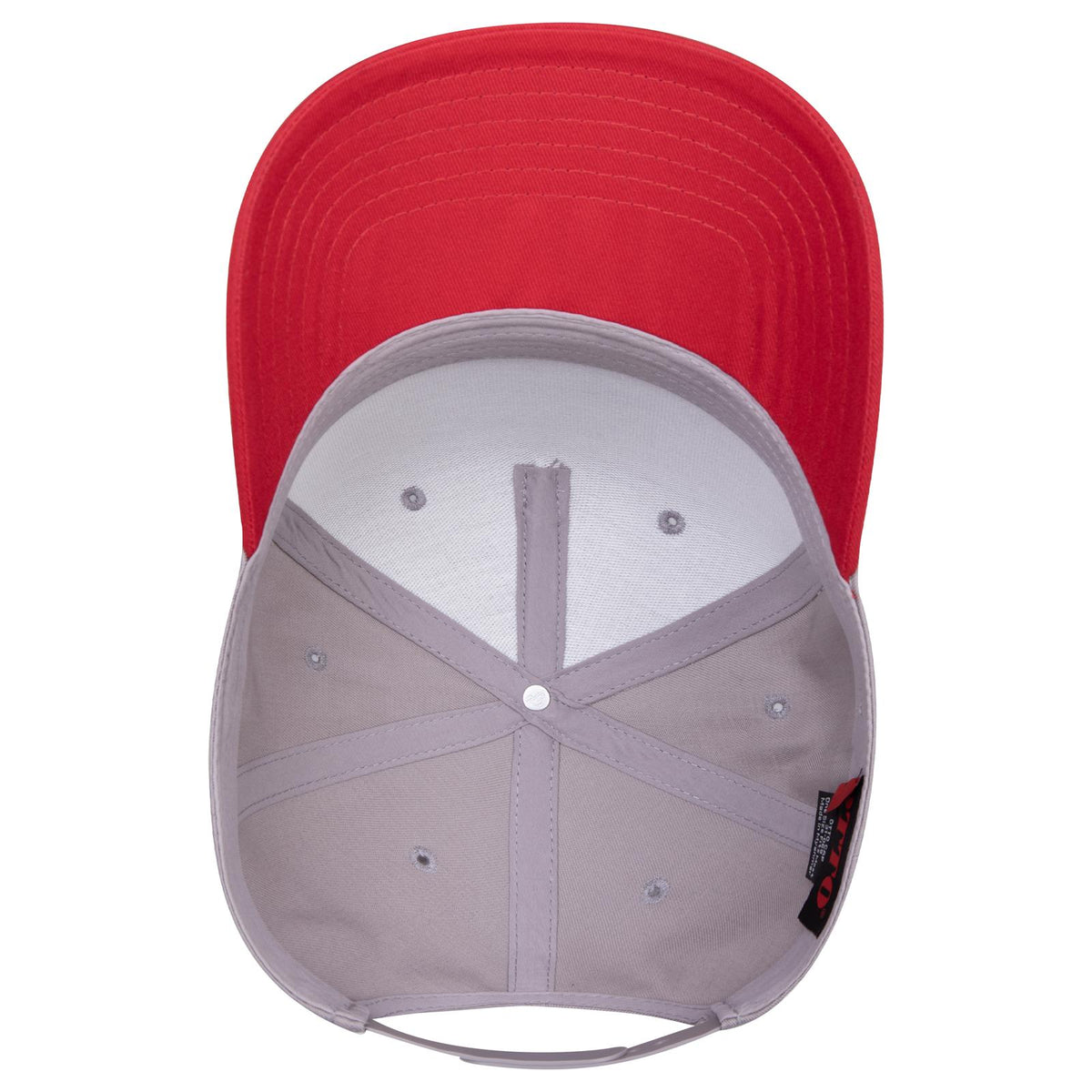 Inside View of 0214 - Red/Gry OTTO CAP 5 Panel Mid Profile Baseball Cap