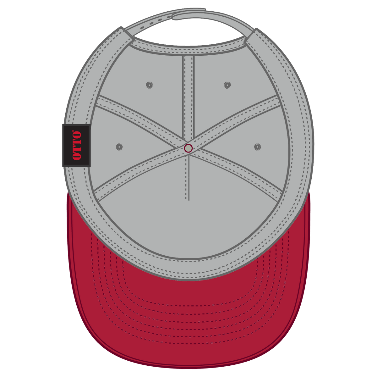 Inside View of 0214 - Red/Gry OTTO CAP 5 Panel Mid Profile Baseball Cap