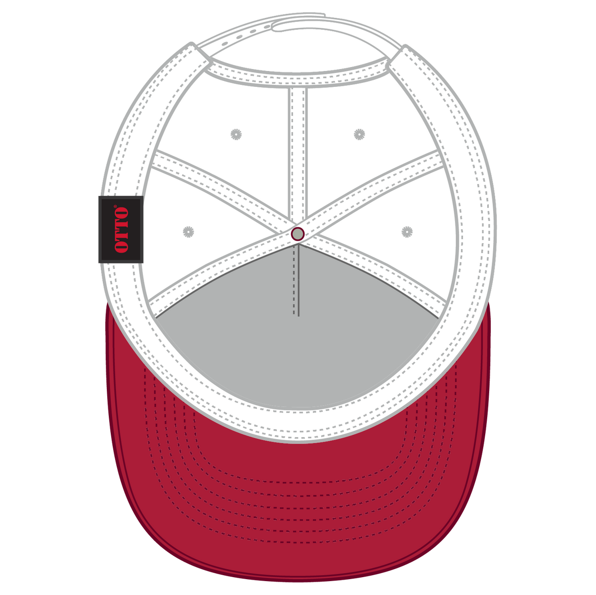 Inside View of 0216 - Red/Wht OTTO CAP 5 Panel Mid Profile Baseball Cap