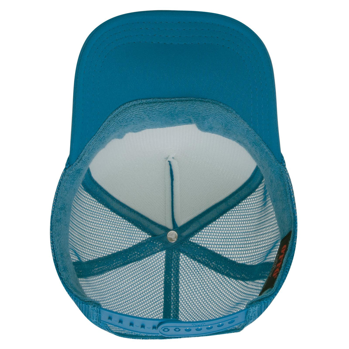 Inside View of 022 - Turquoise OTTO CAP 5 Panel High Crown Mesh Back Trucker Hat