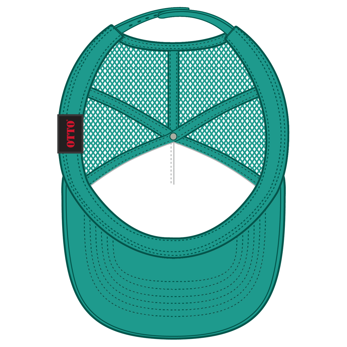 Inside View of 022 - Turquoise OTTO CAP 5 Panel High Crown Mesh Back Trucker Hat
