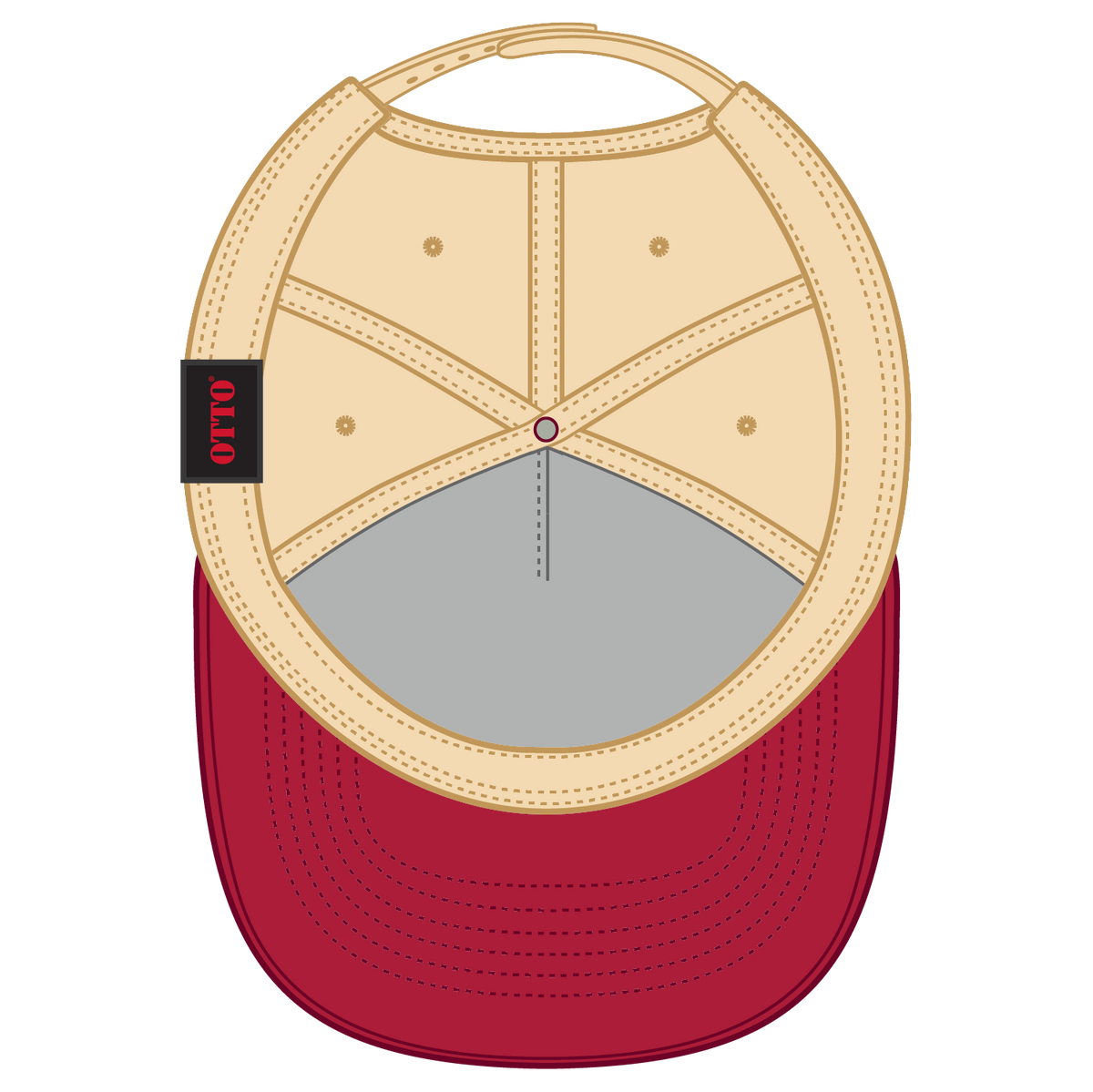 Inside View of 0231 - Red/Natl OTTO CAP 5 Panel Mid Profile Baseball Cap