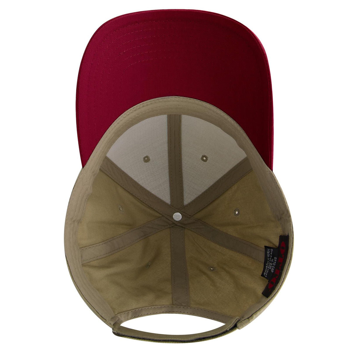 Inside View of 023232 - Red/Kha/Kha OTTO CAP 6 Panel Low Profile Baseball Cap