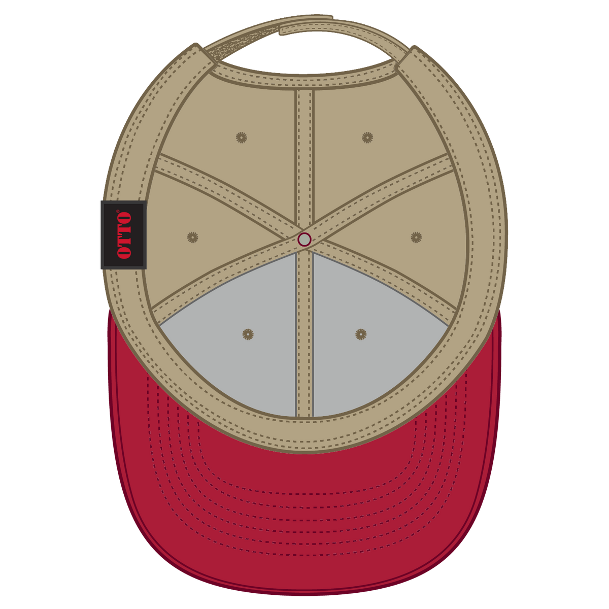Inside View of 023232 - Red/Kha/Kha OTTO CAP 6 Panel Low Profile Baseball Cap