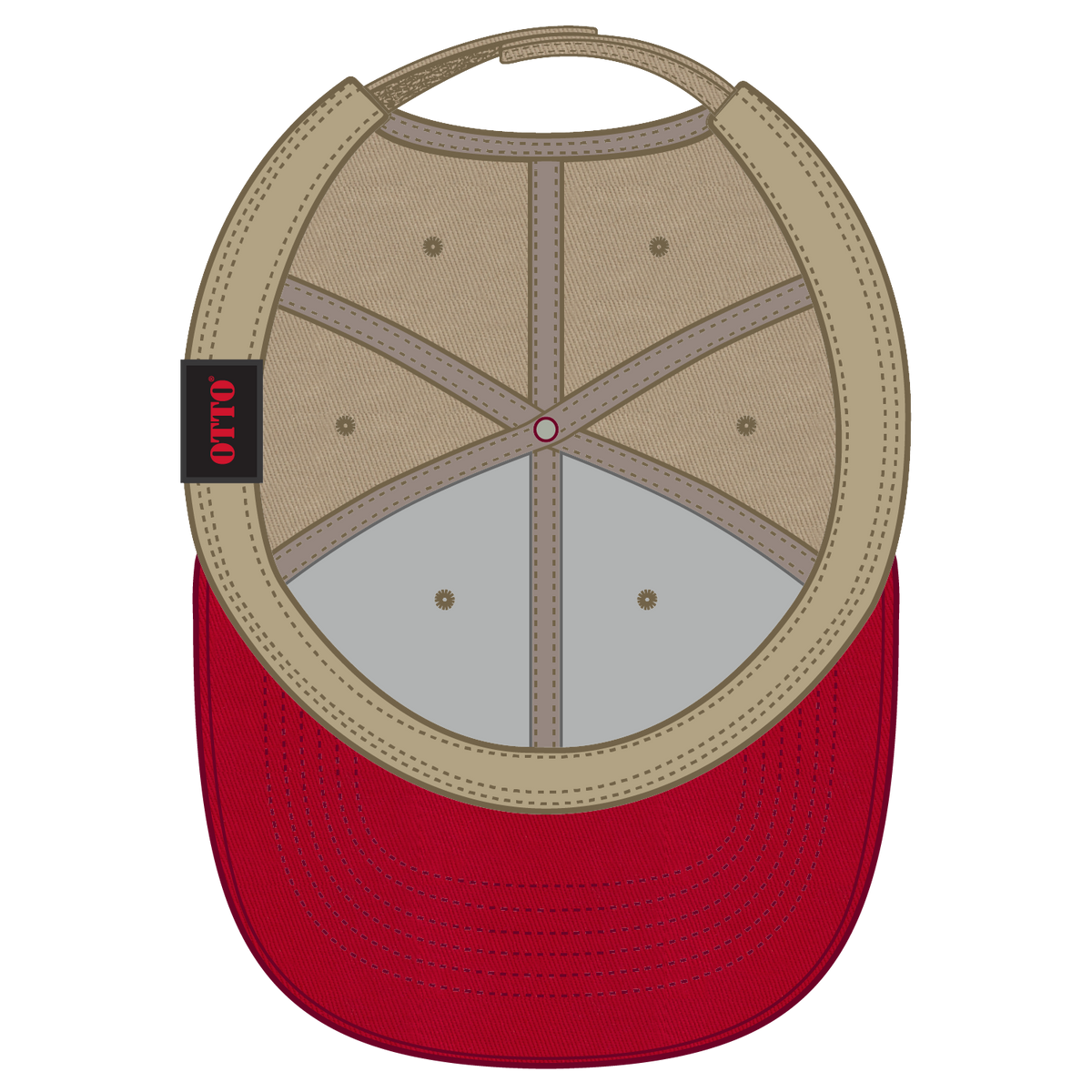 Inside View of 023232 - Red/Kha/Kha OTTO CAP 6 Panel Low Profile Baseball Cap