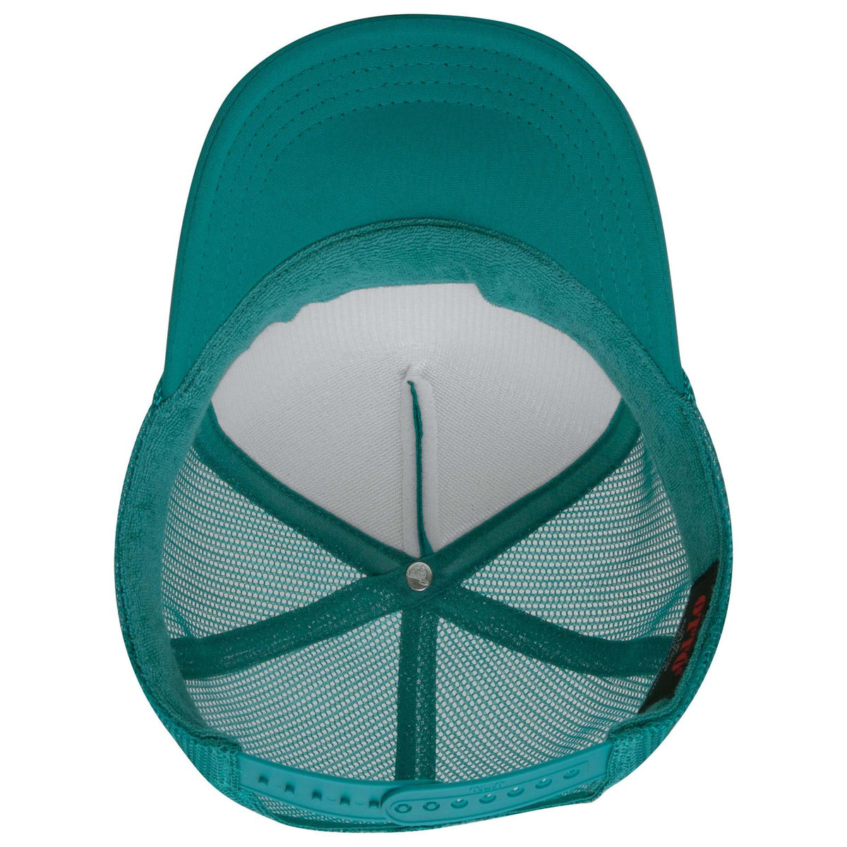 Inside View of 024 - Jade OTTO CAP 5 Panel High Crown Mesh Back Trucker Hat