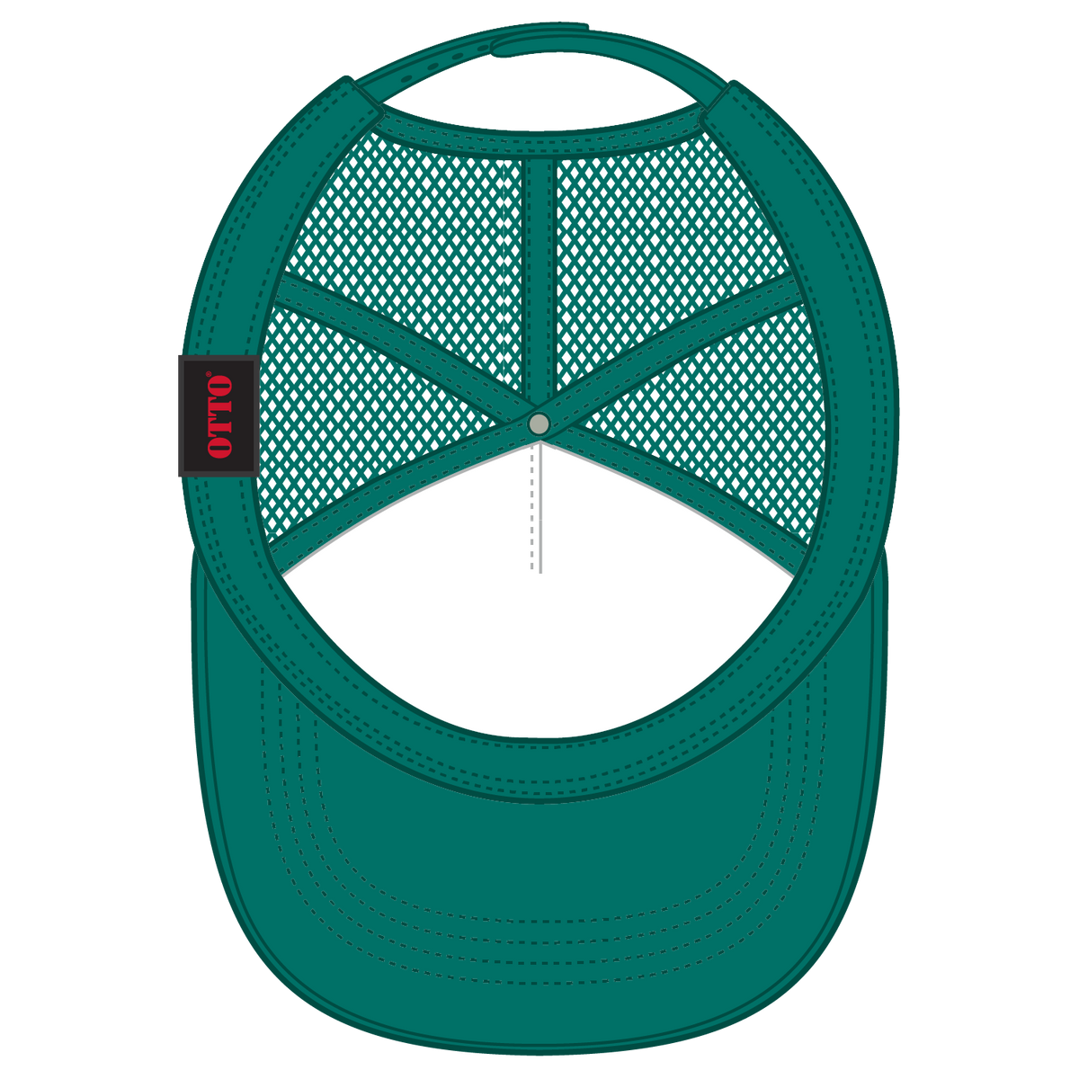 Inside View of 024 - Jade OTTO CAP 5 Panel High Crown Mesh Back Trucker Hat