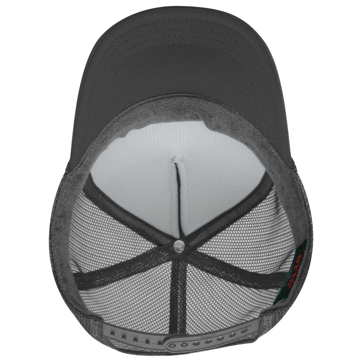 Inside View of 025 - Char. Gray OTTO CAP 5 Panel High Crown Mesh Back Trucker Hat