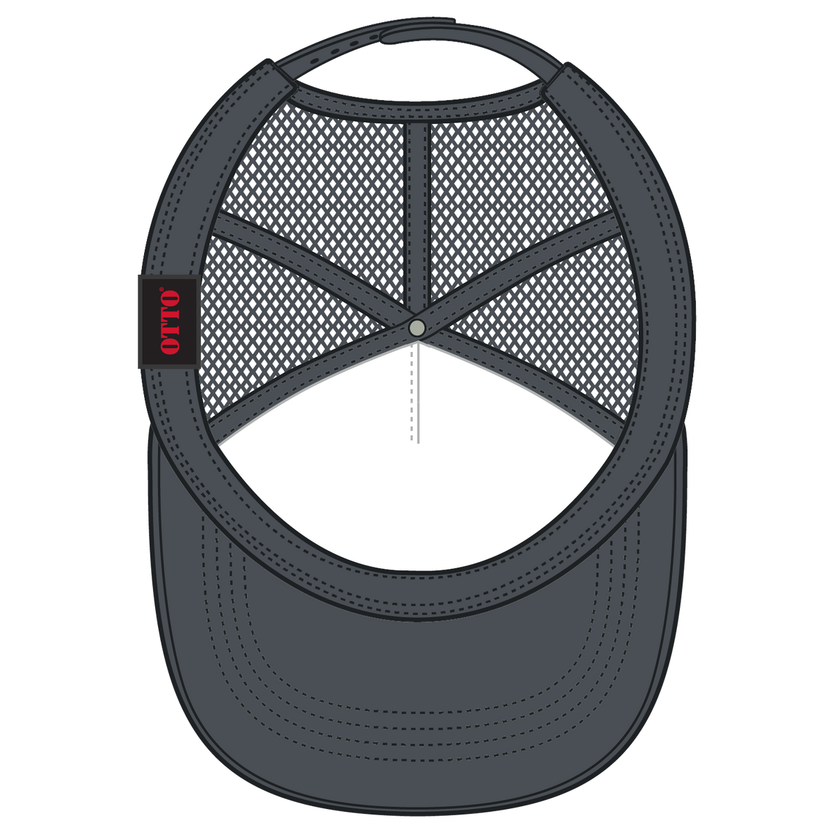 Inside View of 025 - Char. Gray OTTO CAP 5 Panel High Crown Mesh Back Trucker Hat