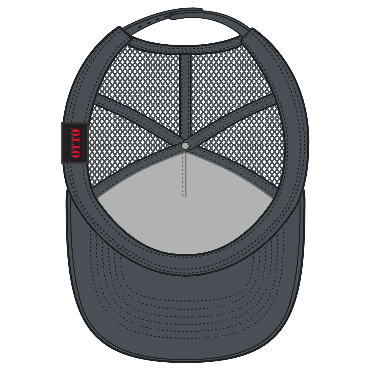 Inside View of 025 - Char. Gray OTTO CAP 5 Panel Mid Profile Mesh Back Trucker Hat
