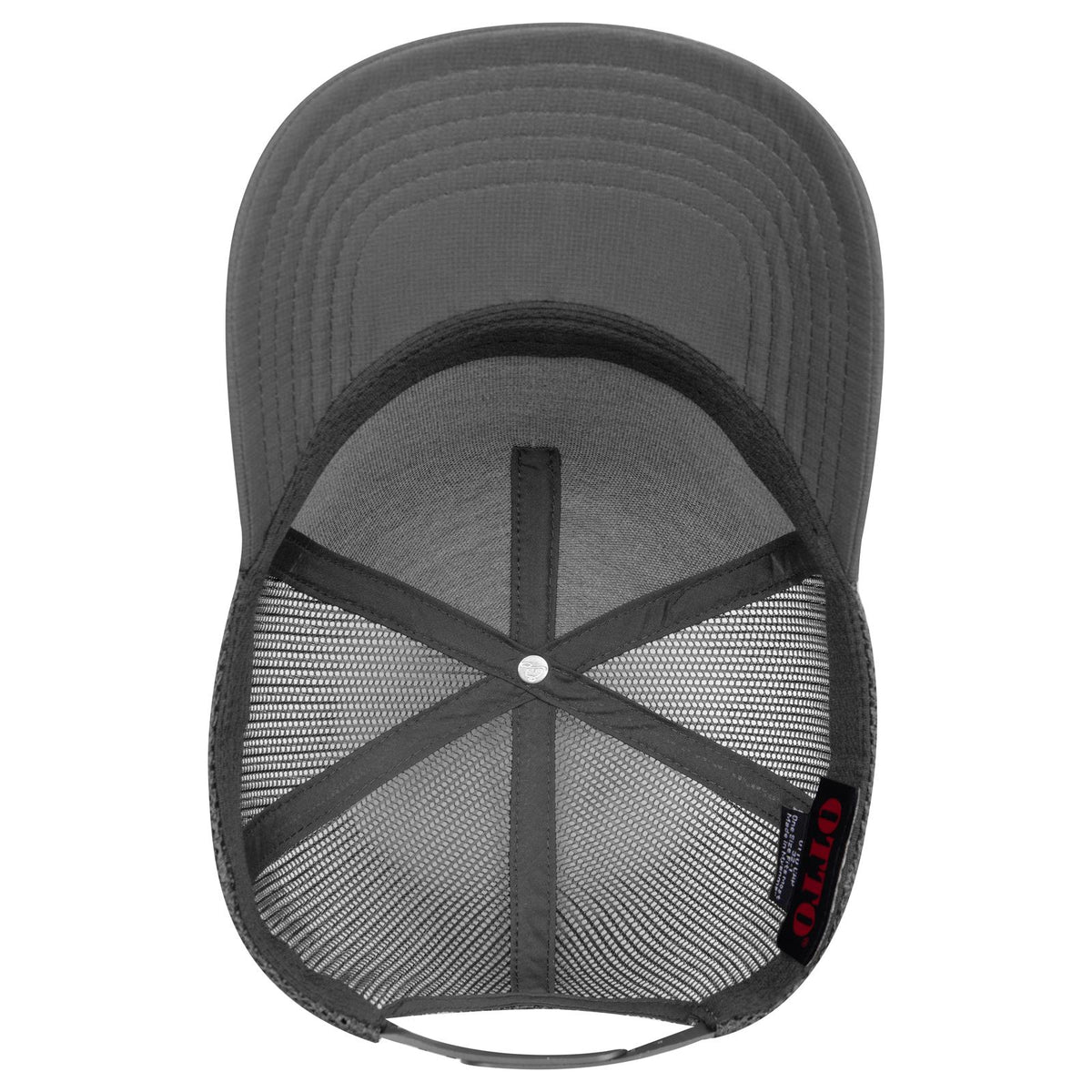 Inside View of 025 - Char. Gray OTTO CAP 5 Panel Mid Profile Mesh Back Trucker Hat
