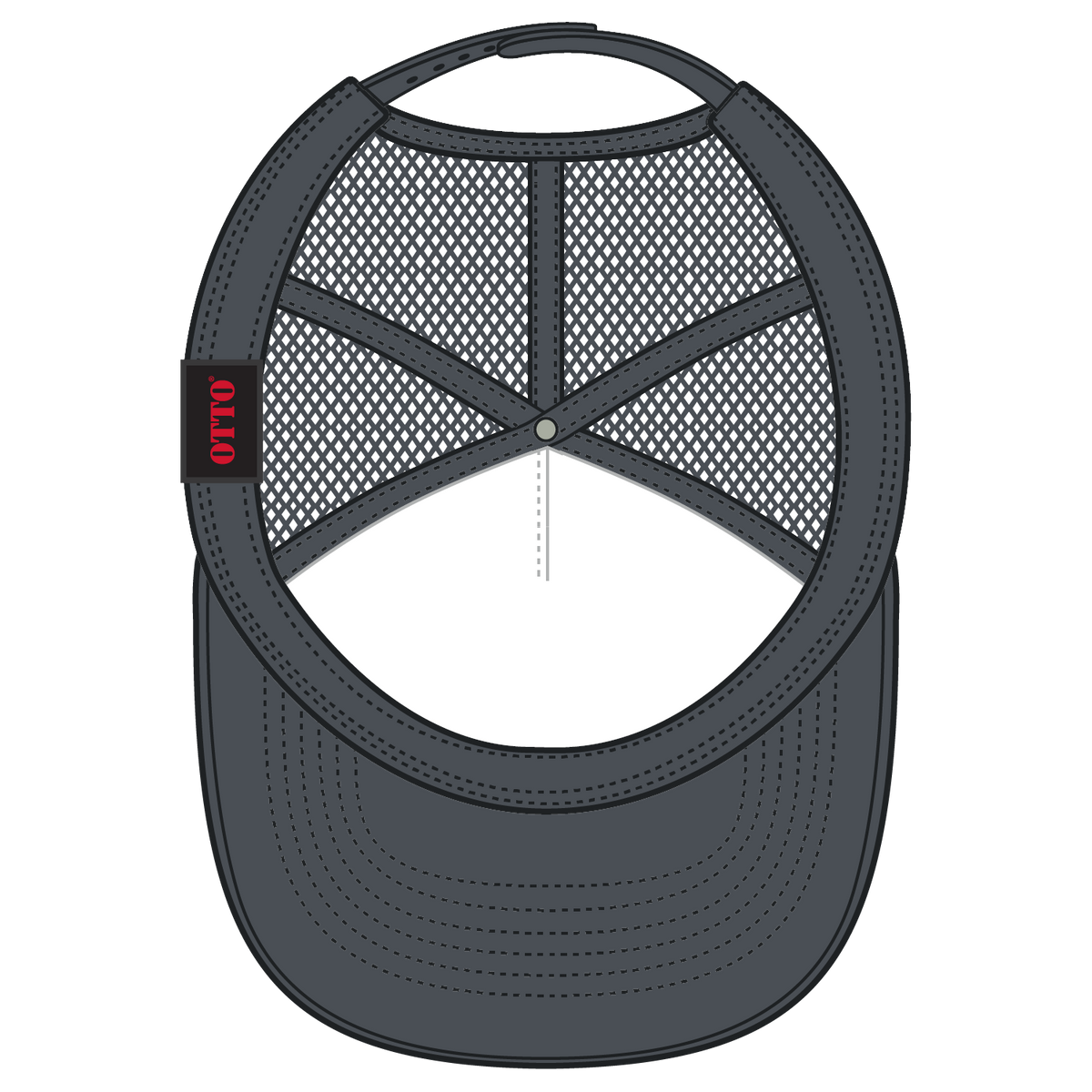 Inside View of 025 - Char. Gray OTTO CAP 5 Panel Mid Profile Mesh Back Trucker Hat