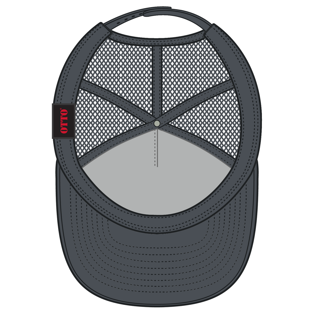 Inside View of 025 - Char. Gray OTTO CAP 5 Panel Pro Style Mesh Back Trucker Hat