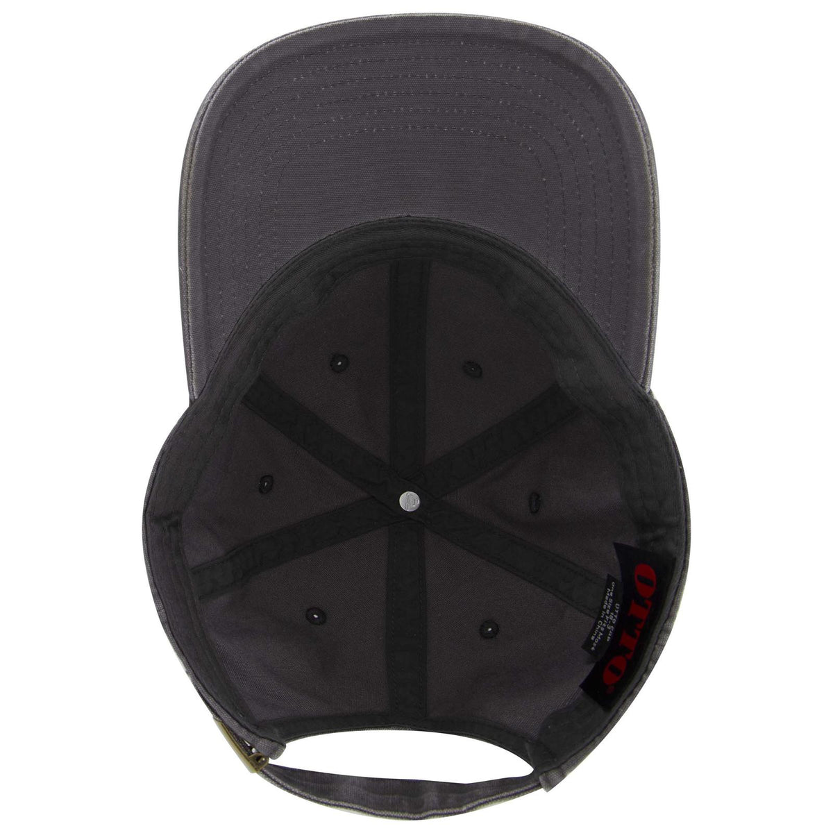 Inside View of 025 - Char. Gray OTTO CAP 6 Panel Low Profile Dad Hat